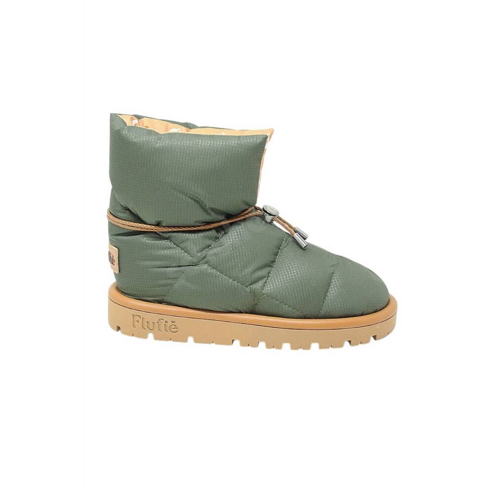 NEW FLUFIE women's shiny pillow boot in khaki green